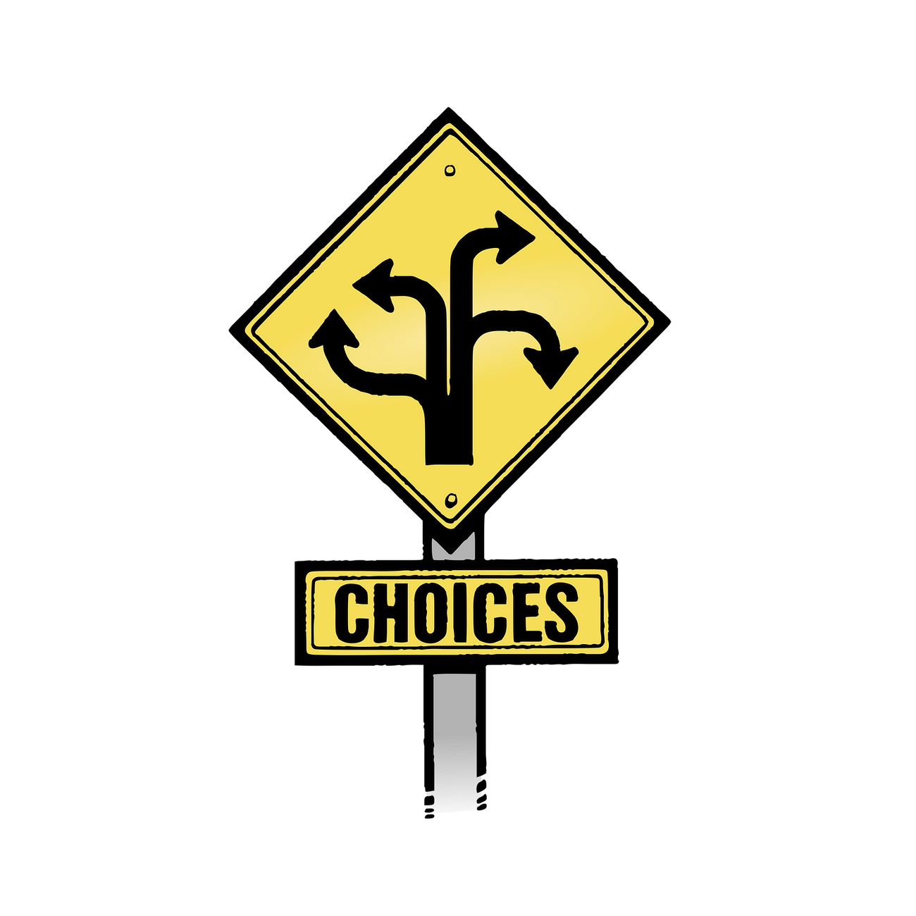 Direction choices png sign sticker