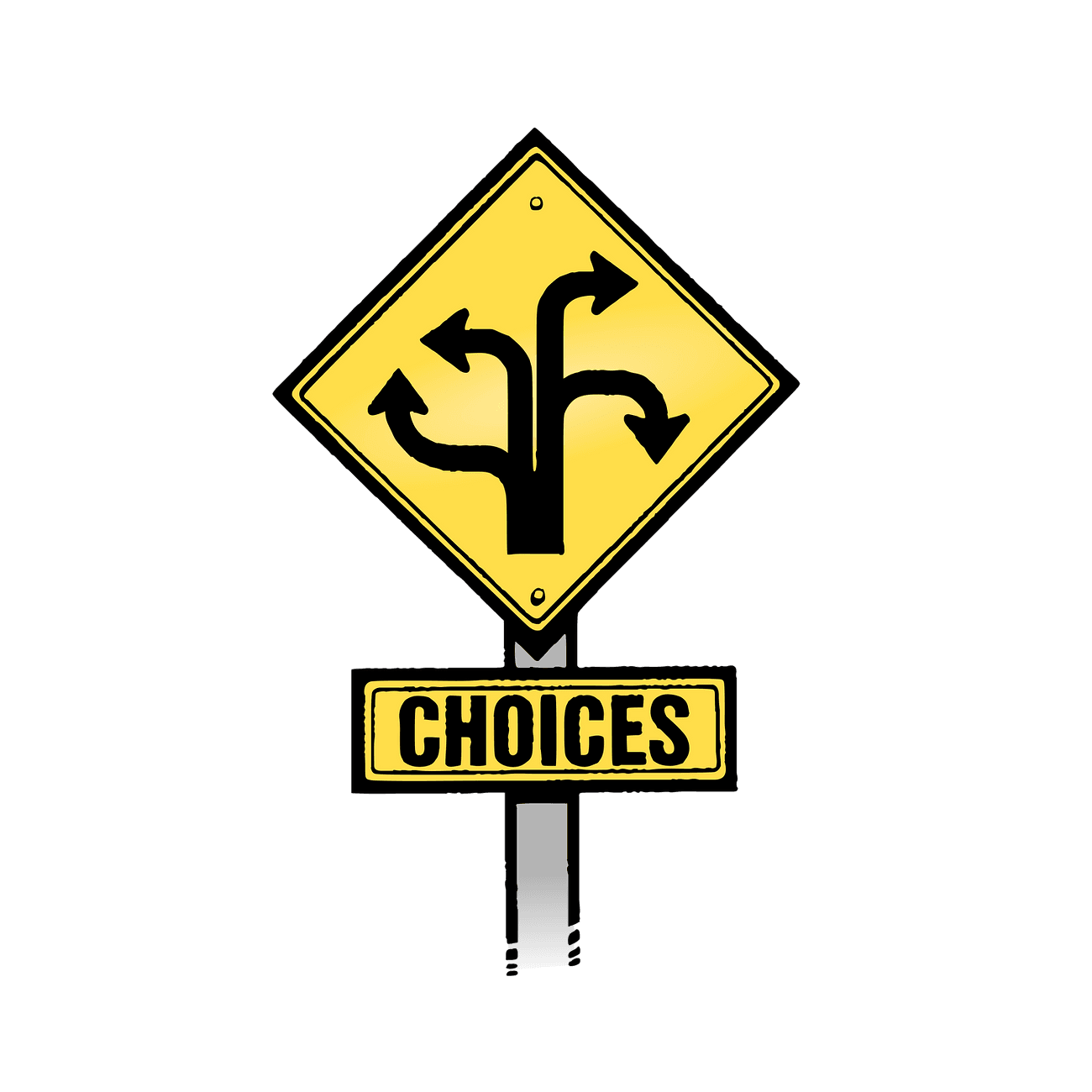 Direction choices png sign sticker
